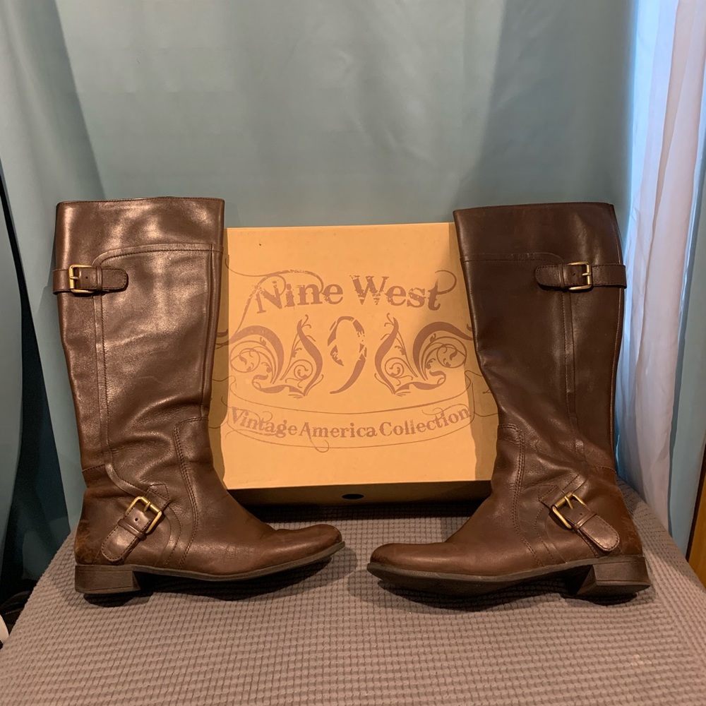 Brown Leather Nine West Boots Size 8